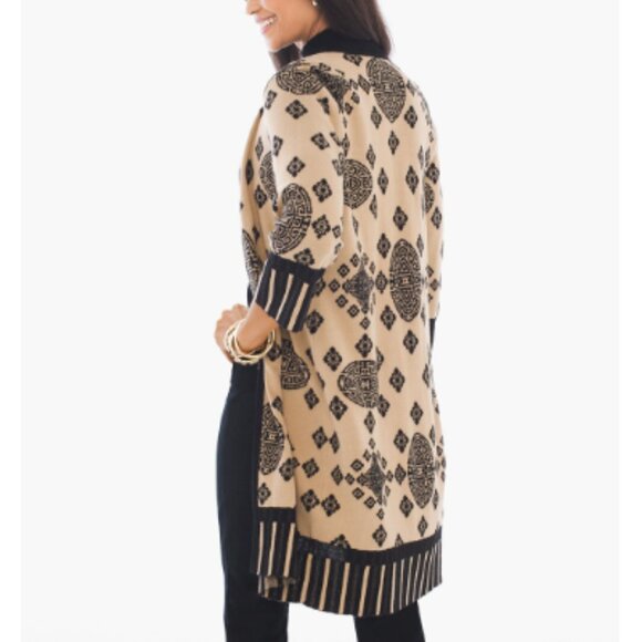 Chico's Petunia Placed-Pattern Cardigan Size 12/Large (Chico's 2) - Picture 2 of 16